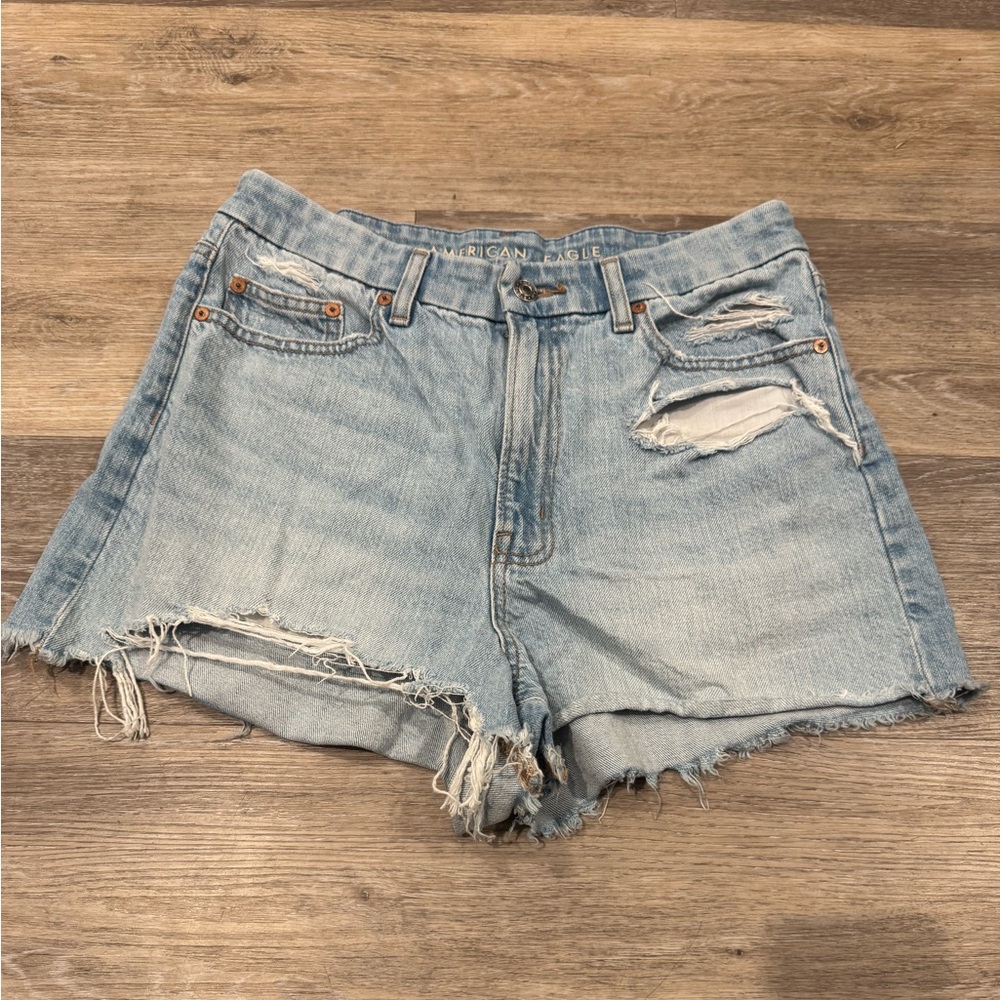 American Eagle Outfitters Light Blue Distressed Denim Jean Shorts